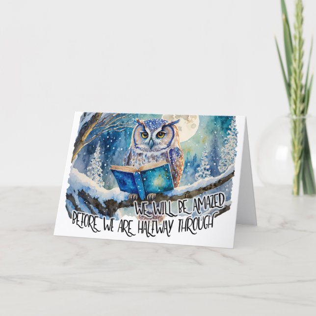 Sober Uggla Reading Big Bok Recovery Årsdag Kort (Framsida)