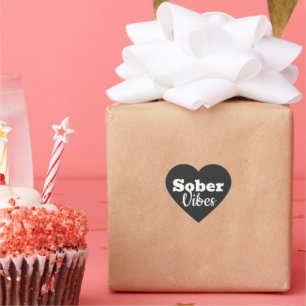 Sober Vibes - Motivational Sobriety Recovery Gift Hjärtformat Klistermärke
