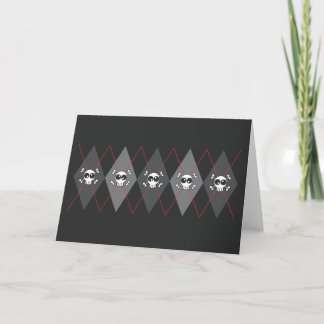 Sobieski Skull Argyle Black Greeting Card Kort