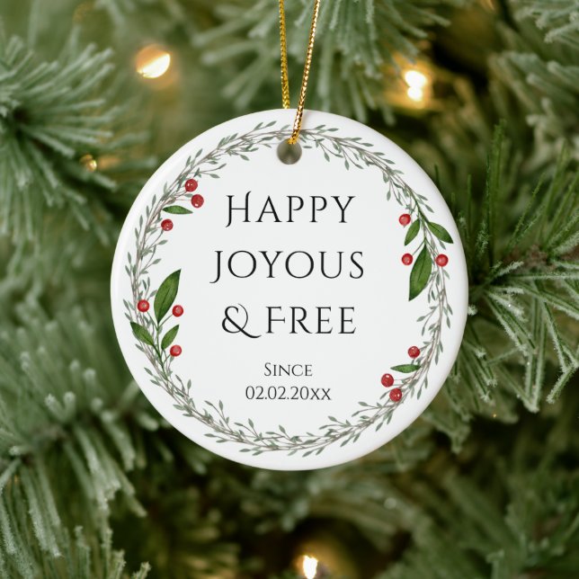 Sobrick Slogan Anpassningsbar Datum, Sober jul Gif Julgransprydnad Keramik (Träd)