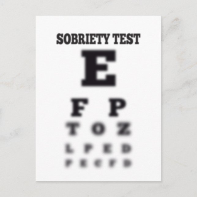 Sobriety Blurry Eye Chart Drunk Test Sober Vykort (Framsida)