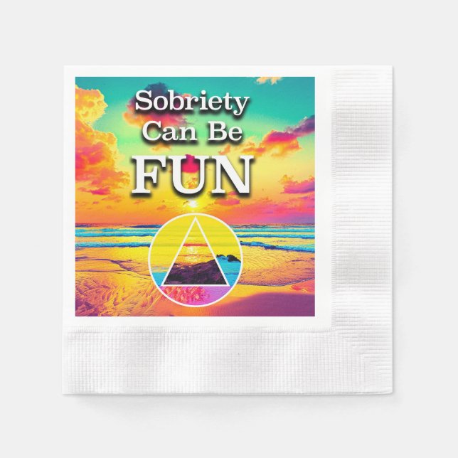 Sobriety Can Be Fun Recovery Slogan Sunrise Pappersservett (Framsidan)