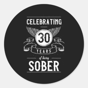 Sobriety Recovery Årsdag 30 år Sober Runt Klistermärke