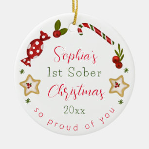 Sobrij JULAFTON ger Namn och nyktert julafton Julgransprydnad Keramik