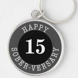 Sobrition Birthday Years Black Grått Rund Silverfärgad Nyckelring