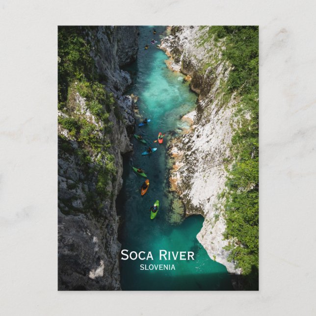Soca River i Kobarid, Slovenien. Alprefektyr. Vykort (Framsida)