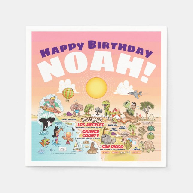 SoCal Anpassningsbar Birthday Napkins Pappersservett (Framsidan)