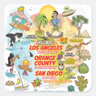 SoCal Paradise Anpassningsbar-cut Vinyl Sticker Fyrkantigt Klistermärke