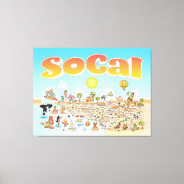 SoCal Tecknad Karta Canvastryck