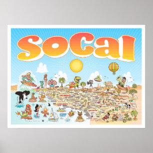 SoCal Tecknad Karta Poster