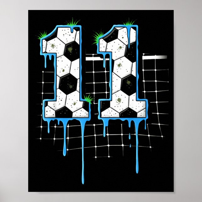 Soccer 11 Year Old Ice Cream Drip Youth 11th Birth Poster (Framsidan)
