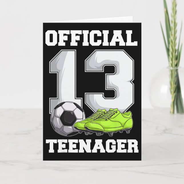 Soccer 13 Year Old Birthday Boy Shirt, Official Te Kort (Framsida)