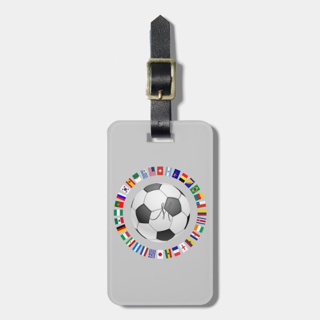 SOCCER 2014 Personlig Monogram Initial Bagagebricka (Vertikal Framsida)