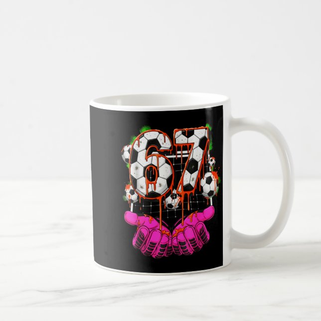 Soccer 67 Six Seven Funny Gen Alpha Meme Drip Boys Kaffemugg (Höger)