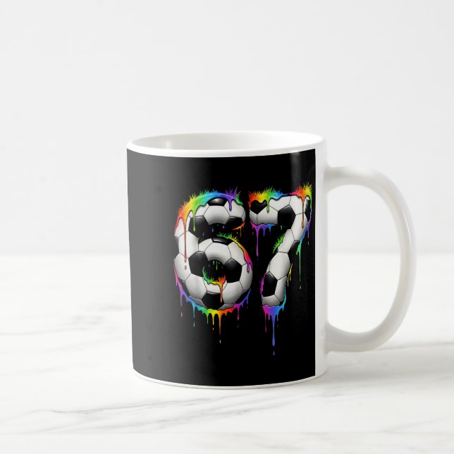 Soccer 67 Six Seven Funny Gen Alpha Meme Rainbow D Kaffemugg (Höger)