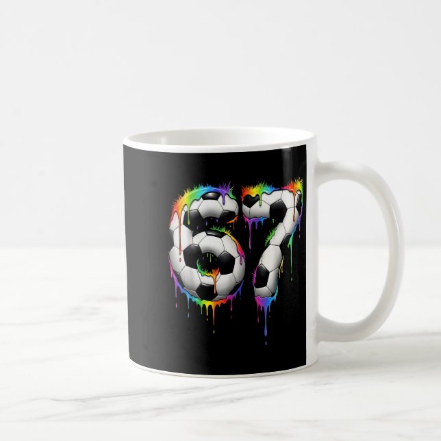 Soccer 67 Six Seven Funny Gen Alpha Meme Rainbow D Kaffemugg (Höger)