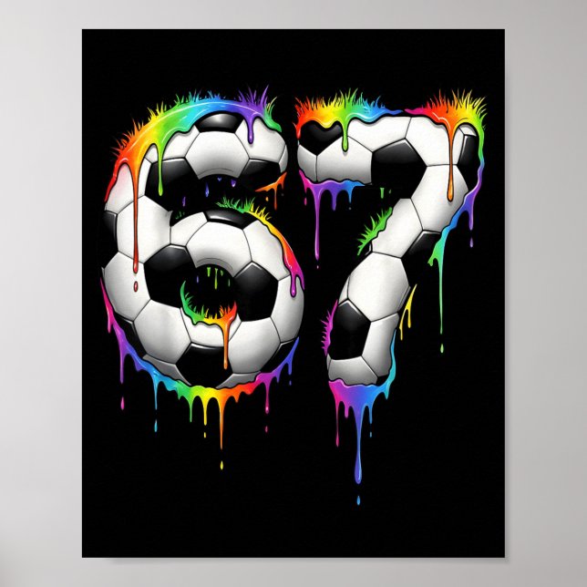 Soccer 67 Six Seven Funny Gen Alpha Meme Rainbow D Poster (Framsidan)