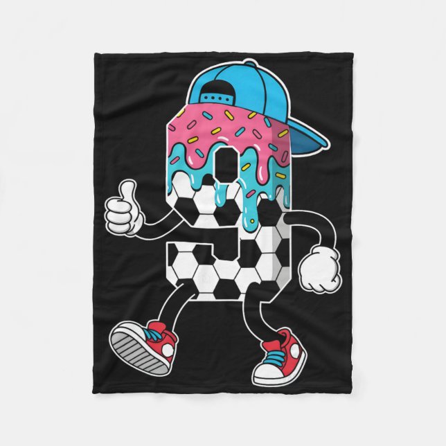 Soccer 9 Year Old Ice Cream Drip Youth 9th Birthda Fleecefilt (Framsidan)