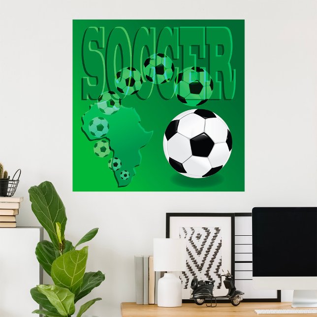 Soccer Africa Bold Green Football Poster (Skapare uppladdad)