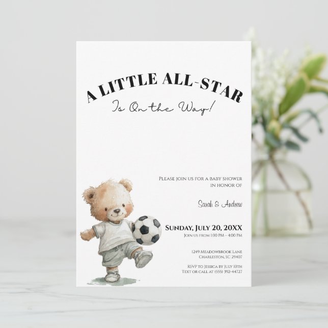 Soccer Baby Shower Invitation | A Little All-Star Inbjudningar (Stående Fram)