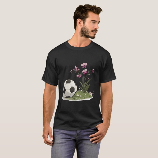 Soccer Ball and Orchidaceae T Shirt (Hel framsida)