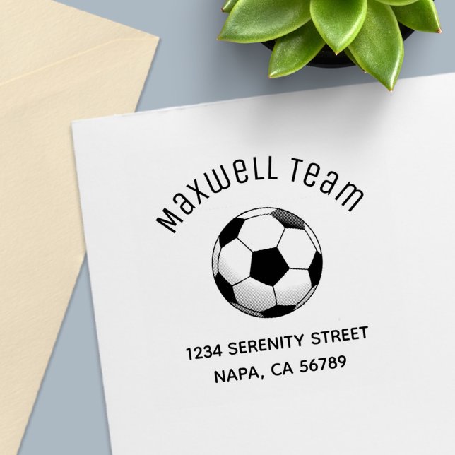 Soccer Ball Arch Family Address Självfärgande Stämpel (Skapare uppladdad)