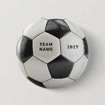 Soccer Ball Button Pin | Custom Team Name Buttons