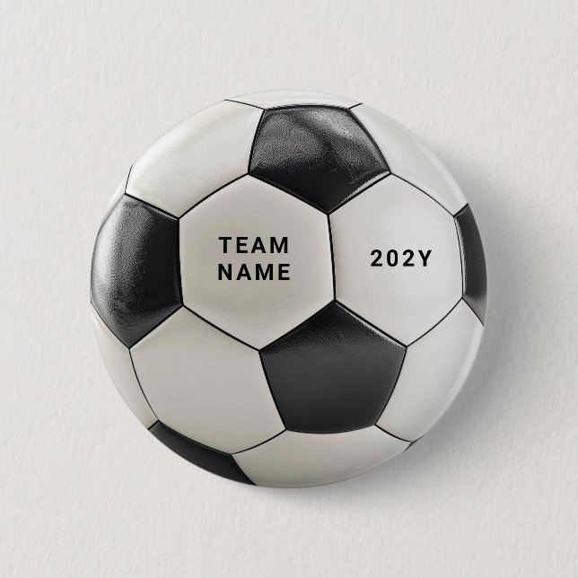 Soccer Ball Button Pin | Custom Team Name Buttons Knapp (Framsida)