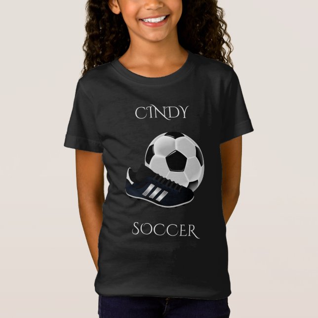 SOCCER Ball & Cleates Personlig T-Shirt (Framsida)