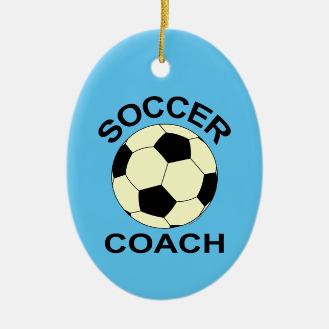 Soccer Ball Coach Julgransprydnad Keramik (Framsidan)