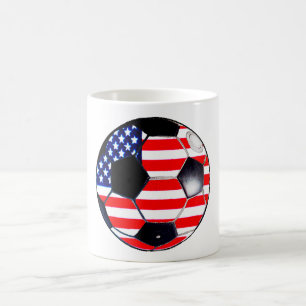Soccer Ball Flagga-USA MUSEUM Gifts Transp Kaffemugg