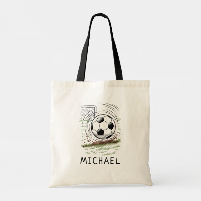 Soccer Ball Football Add Your Name Personalized Tygkasse (Baksida)