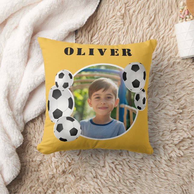 Soccer Ball Football Yellow Sports Photo Kudde (Filt)