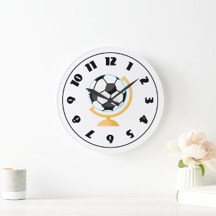 Soccer Ball Globe Clock Stor Klocka