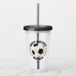 Soccer Ball Grattis på födelsedagen Namn Take Away Mugg