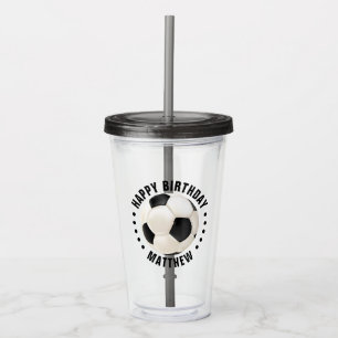 Soccer Ball Grattis på födelsedagen Namn Take Away Mugg