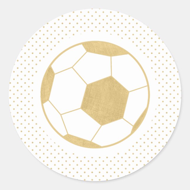 Soccer Ball Guld White Runt Klistermärke (Framsida)