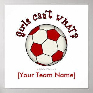 Soccer Ball in Red Poster