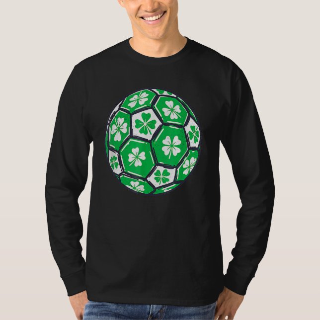 Soccer Ball Ireland Shamrock Irish St Patricks Day T Shirt (Framsida)