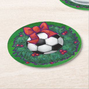 Soccer Ball-julfransen Underlägg Papper Rund