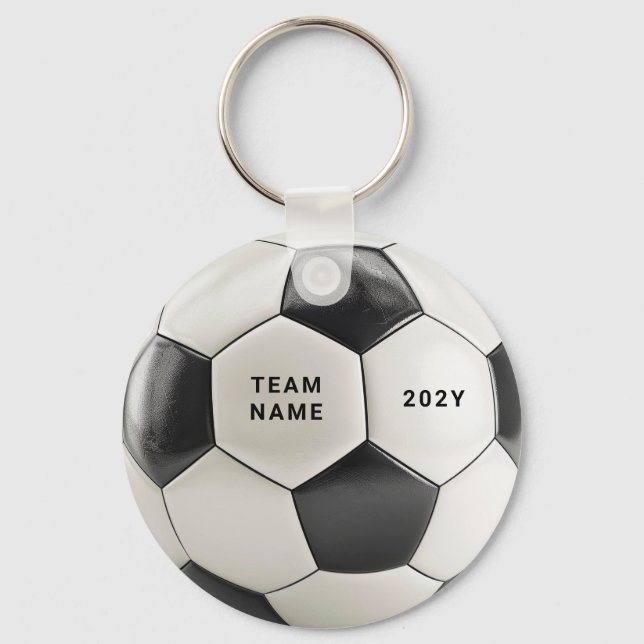 Soccer Ball Keychain | Personalized Team Name Year Nyckelring (Framsida)
