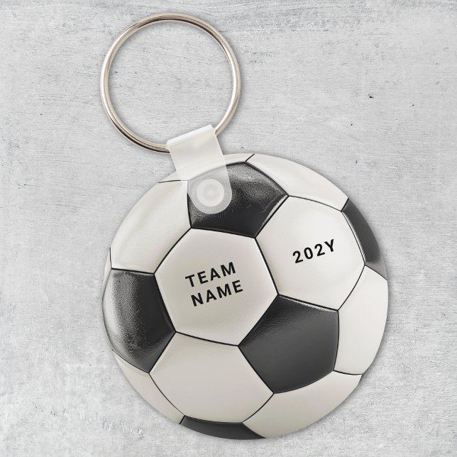 Soccer Ball Keychain | Personalized Team Name Year Nyckelring (Soccer ball design, perfect for football fans, team celebrations, birthdays & sports-themed parties!)