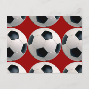 Soccer Ball Mönster på Red Vykort