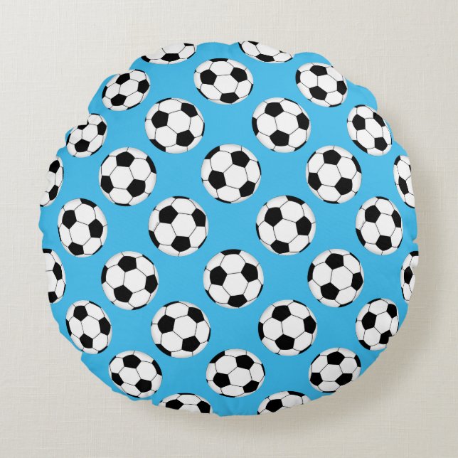 Soccer Ball Mönster Rund Kudde (Framsidan)