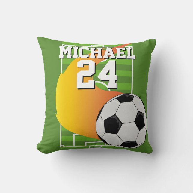 Soccer Ball Namn Jersey Number Sports Kudde (Framsida)