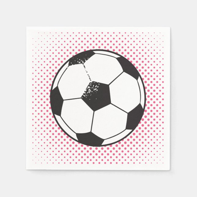 Soccer Ball Party Napkins - Rosa Pappersservett (Framsidan)