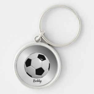 Soccer Ball Personal Sport Rund Silverfärgad Nyckelring