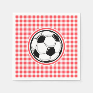 Soccer Ball; Red and White Gingham Pappersservett