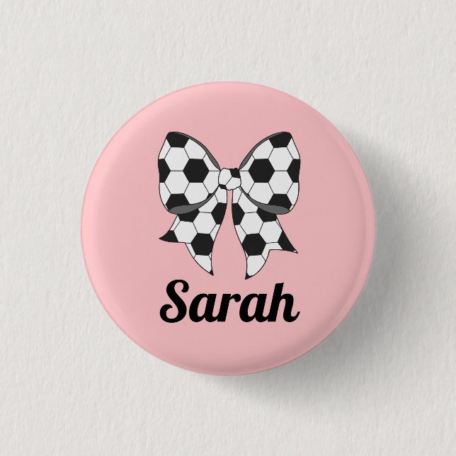Soccer Ball Ribbon Bow Custom Button Knapp (Framsida)
