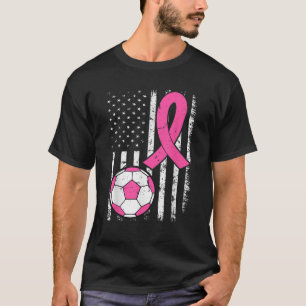 Soccer Ball Ribbon US Flagga Breast Cancer Awarene T Shirt